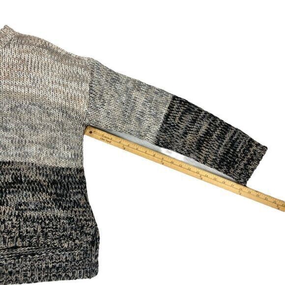 Cupio Chunky Knit Sweater Womens Size X-Large Color Block Gray Black Hi-Lo Hem - Picture 14 of 16